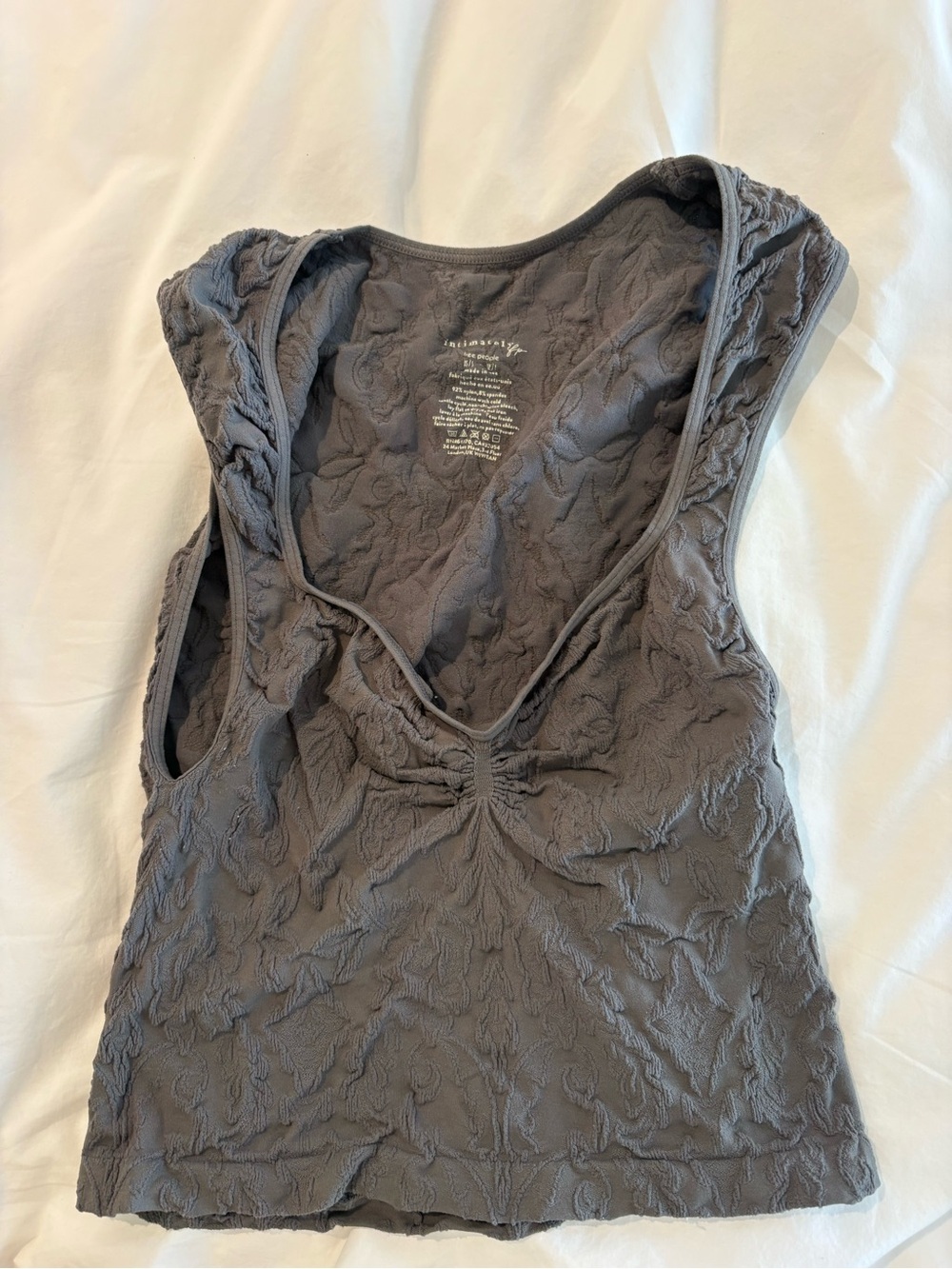 Free People Textured V-Neck Tank Top - Charcoal
